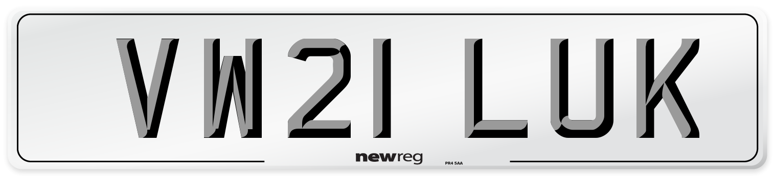 VW21 LUK Number Plate from New Reg
